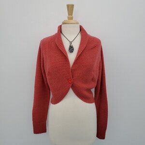 Maurices Button Front Cropped Cardigan Sweater Size XL Pink Long Sleeve Collared